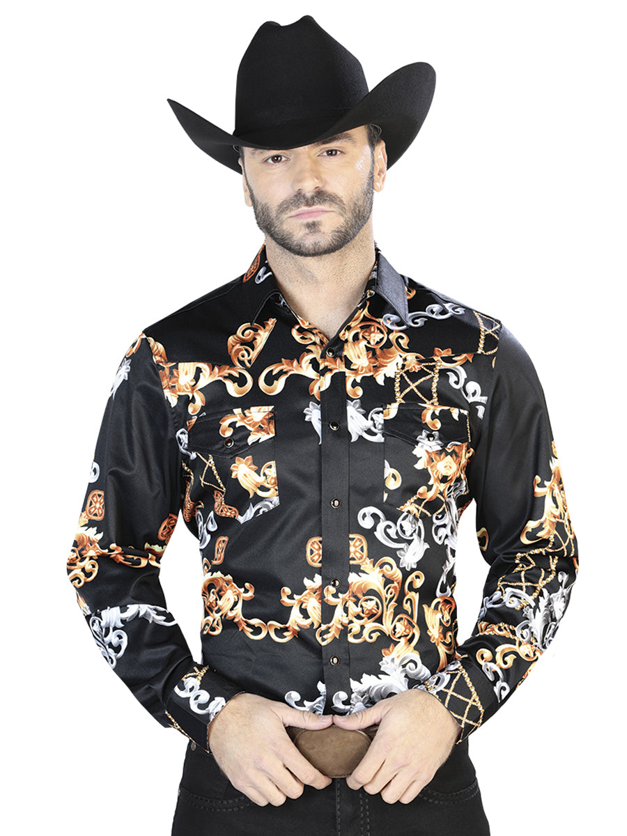 Oro Negro Camisa Informal de Manga Larga 44085