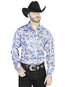 Blue And White Casual Long Sleeve Shirt 44086