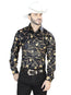 Camisa casual negra de manga larga 44087