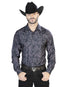 Camisa casual gris oscuro de manga larga 44100