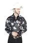 Camisa informal de manga larga con estampado en blanco y negro 44109