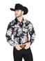 Camisa informal de manga larga con rosas negras/estampadas 44111
