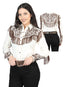 Blusa Estilo Western Bordada Beige con Flecos para Mujer 44180