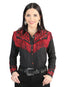 Blusa vaquera bordada negra con flecos para mujer 44181