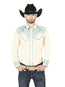 El General Embroidery Western Shirt Beige/Blue 44199