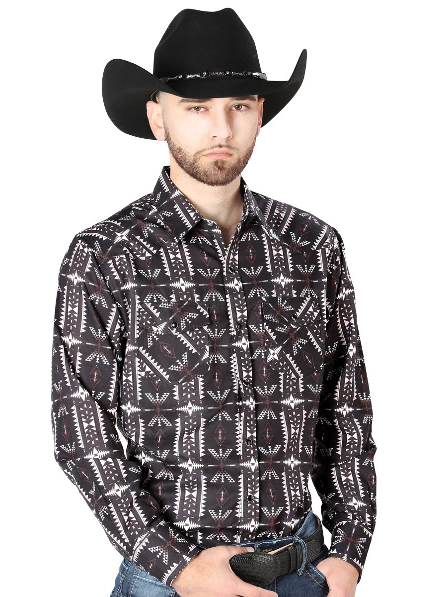 Camisa Vaquera Negra de Manga Larga 44205