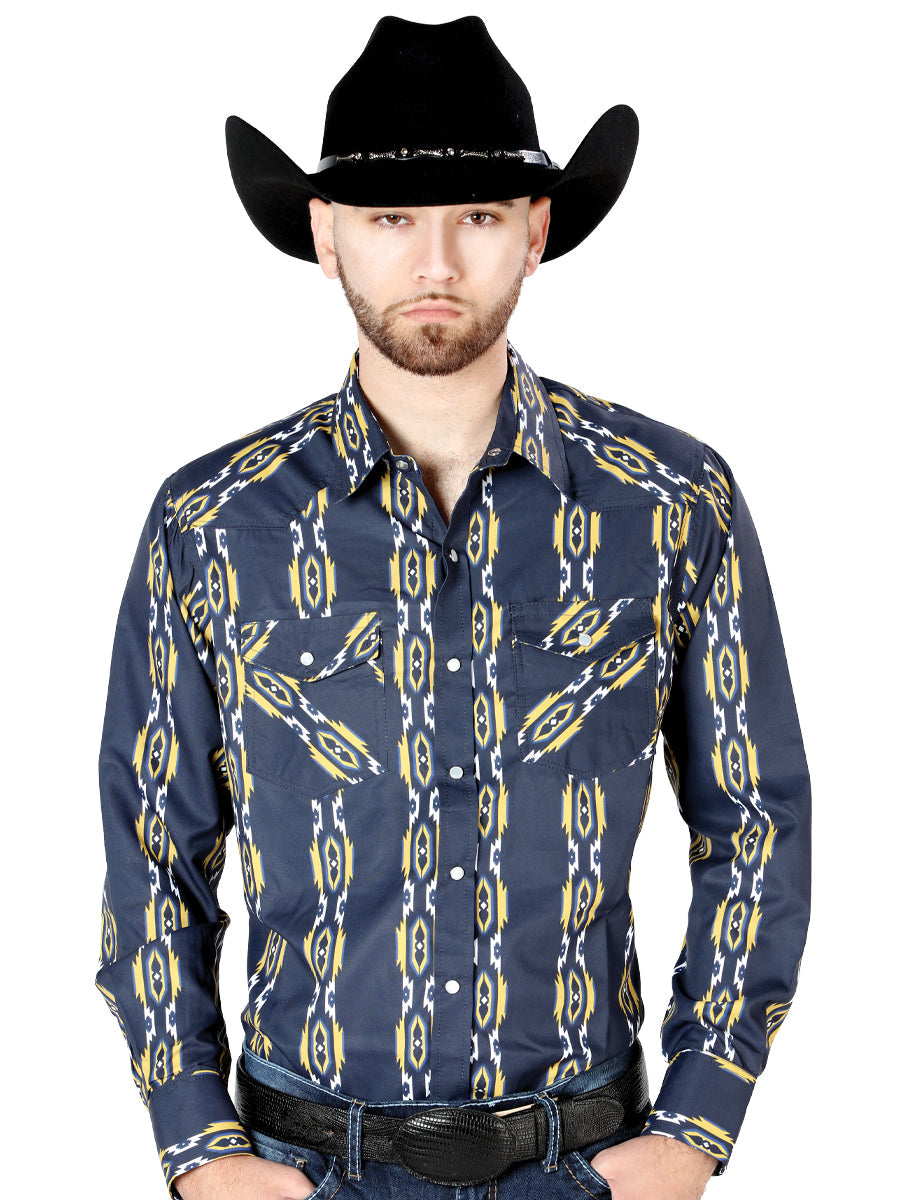 Camisa vaquera azul de manga larga 44219