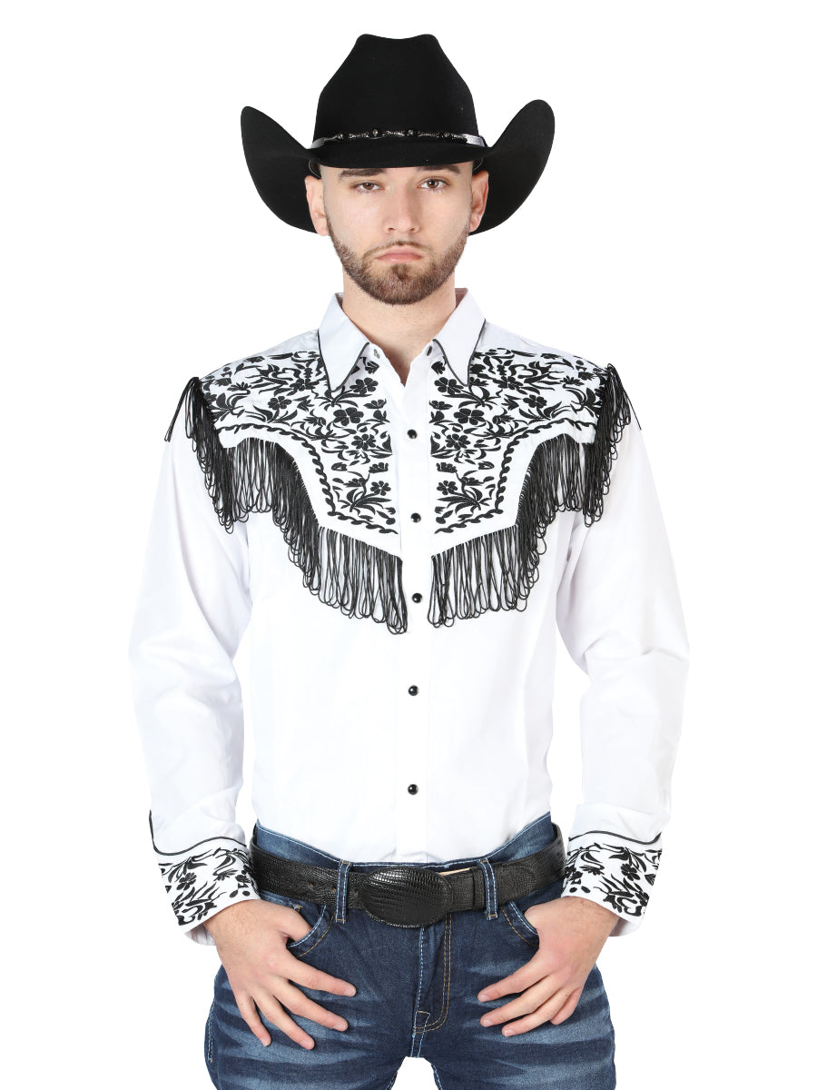 Camisa Bordada El Señor de los Cielos Blanca/Negra 44223