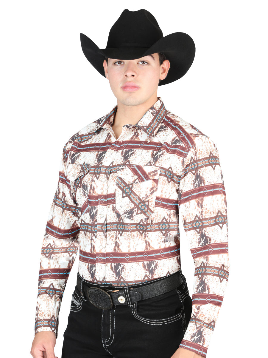 El General - Camisa informal de manga larga - Café 44312
