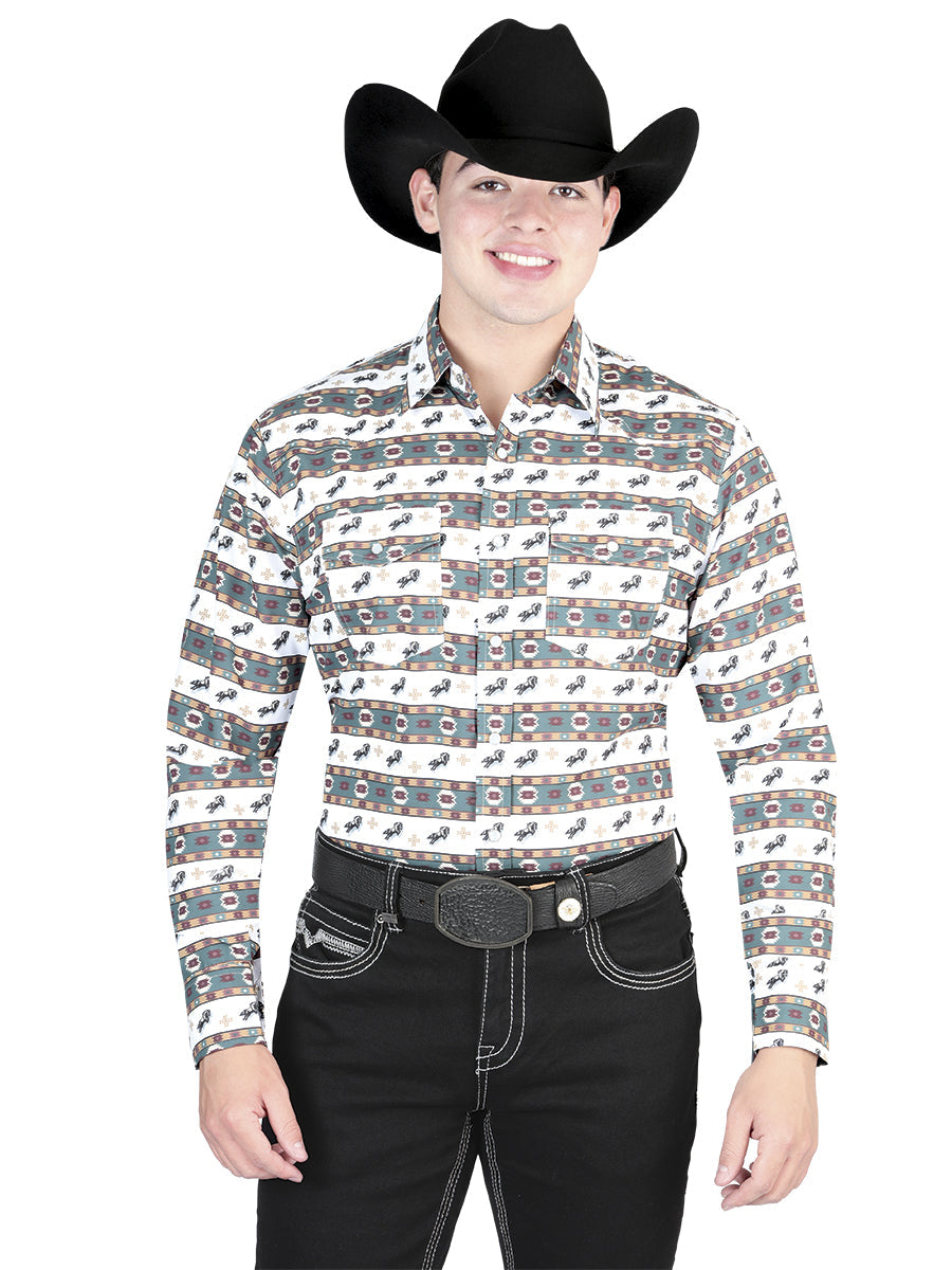 La camisa general blanca/verde 44322