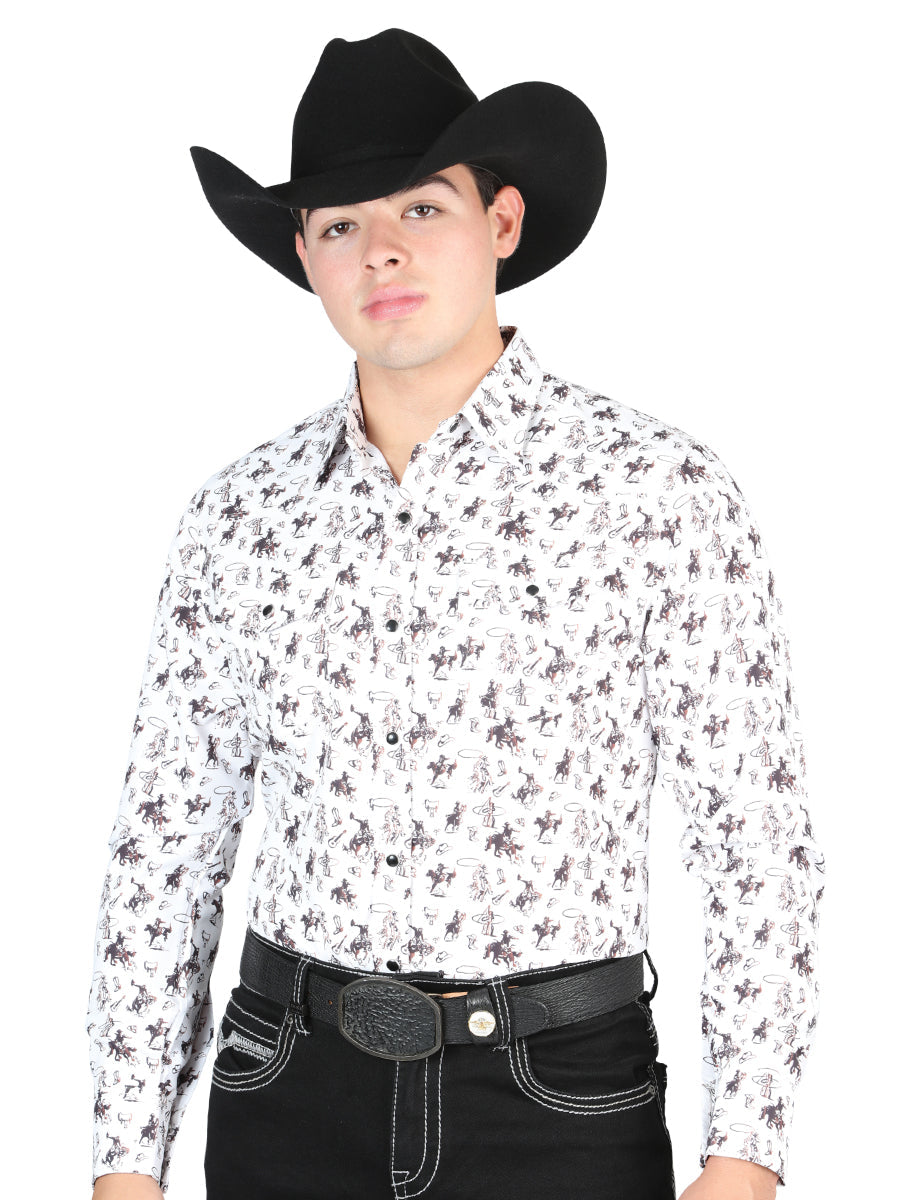 Camisa Western El General - Blanco/Multicolor 44327