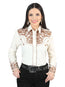 Camisa Bordada Señor De Los Cielos Beige/Camello Oscuro 44345