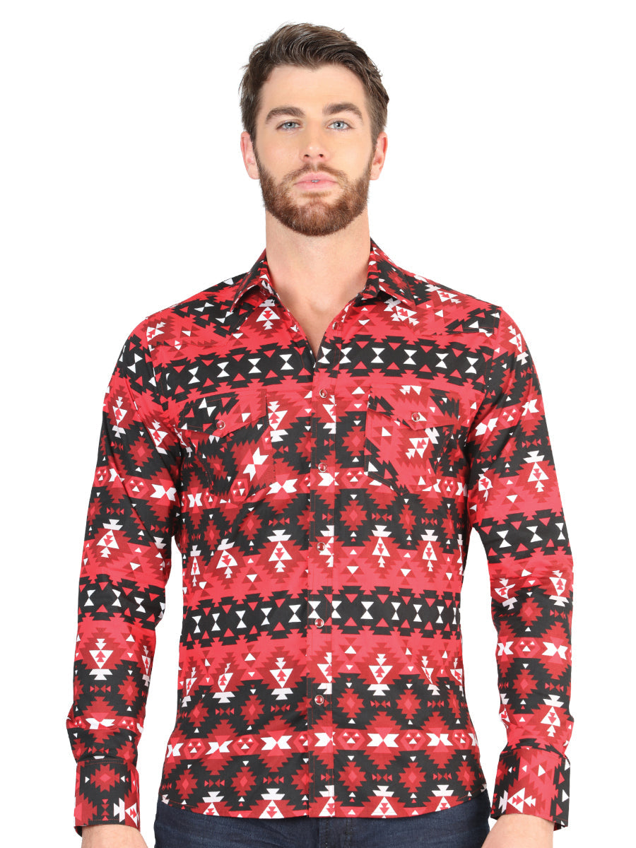 Camisa casual de manga larga El General - Roja 44396