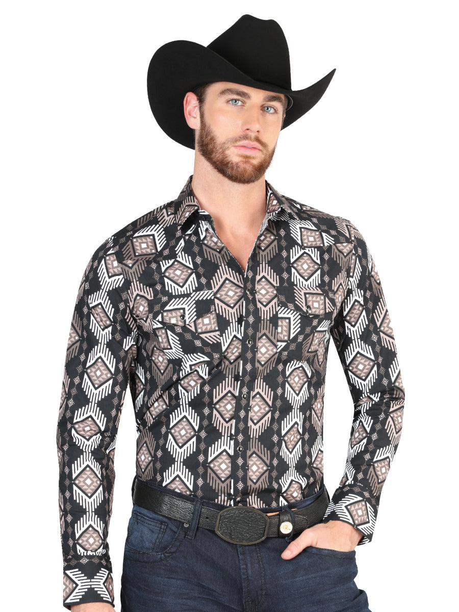 Camisa casual de manga larga de El General Negra 44402