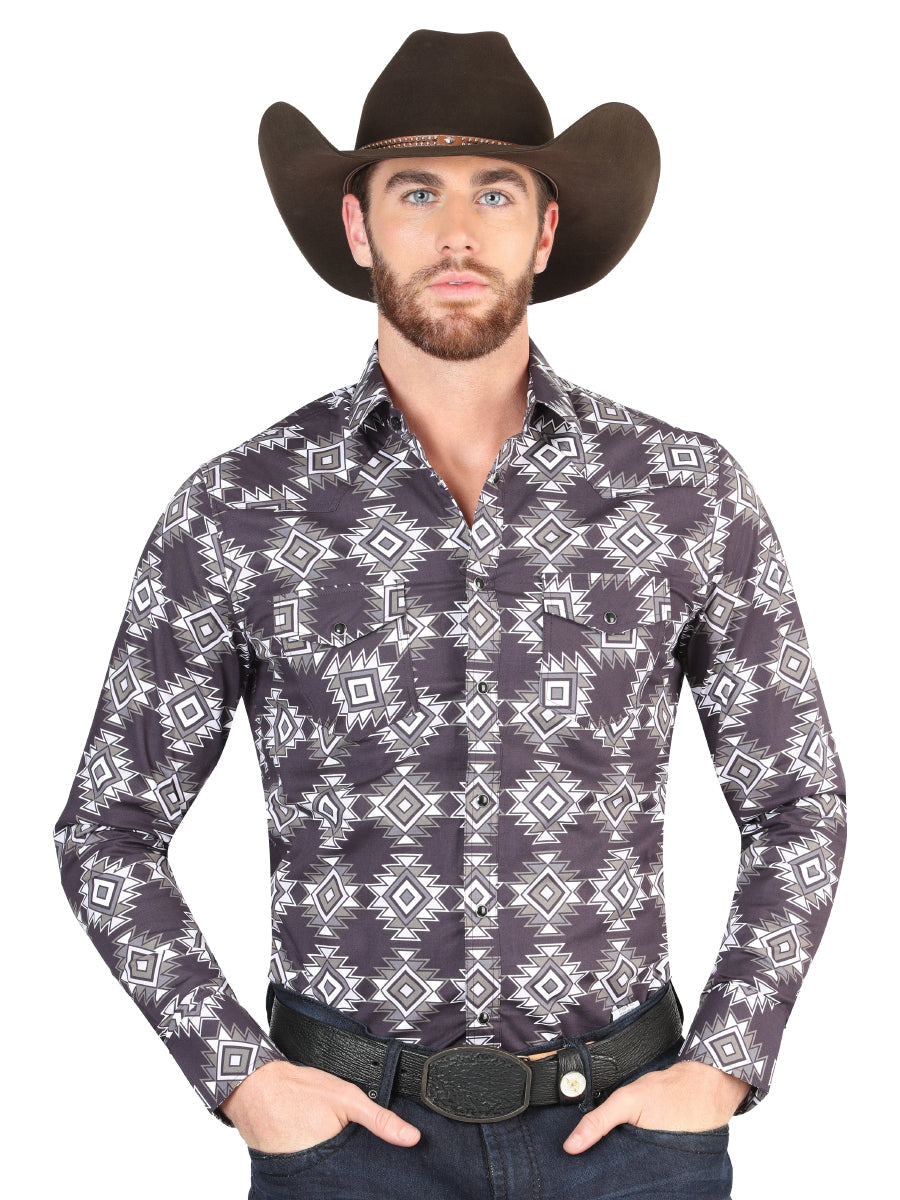 Camisa casual de manga larga El General Azul Oscuro 44403