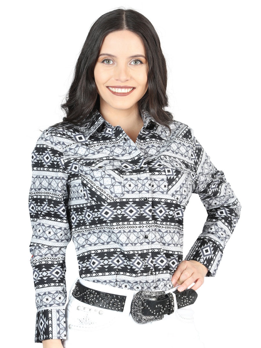 Camisa casual de manga larga El General Blanca/Negra 44405
