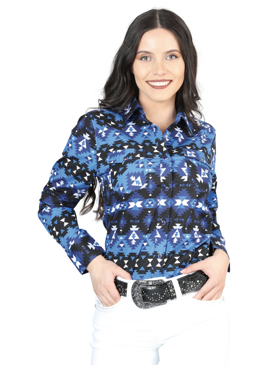 Casual Long-Sleeve Shirt by El General Blue 44410