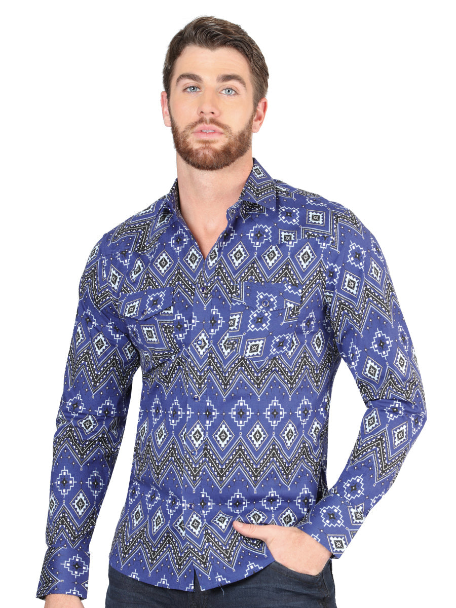 Camisa Casual Manga Larga El General Azul 44429