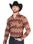 Camisa casual de manga larga El General, borgoña 44430