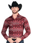 Camisa casual de manga larga El General color borgoña 44431