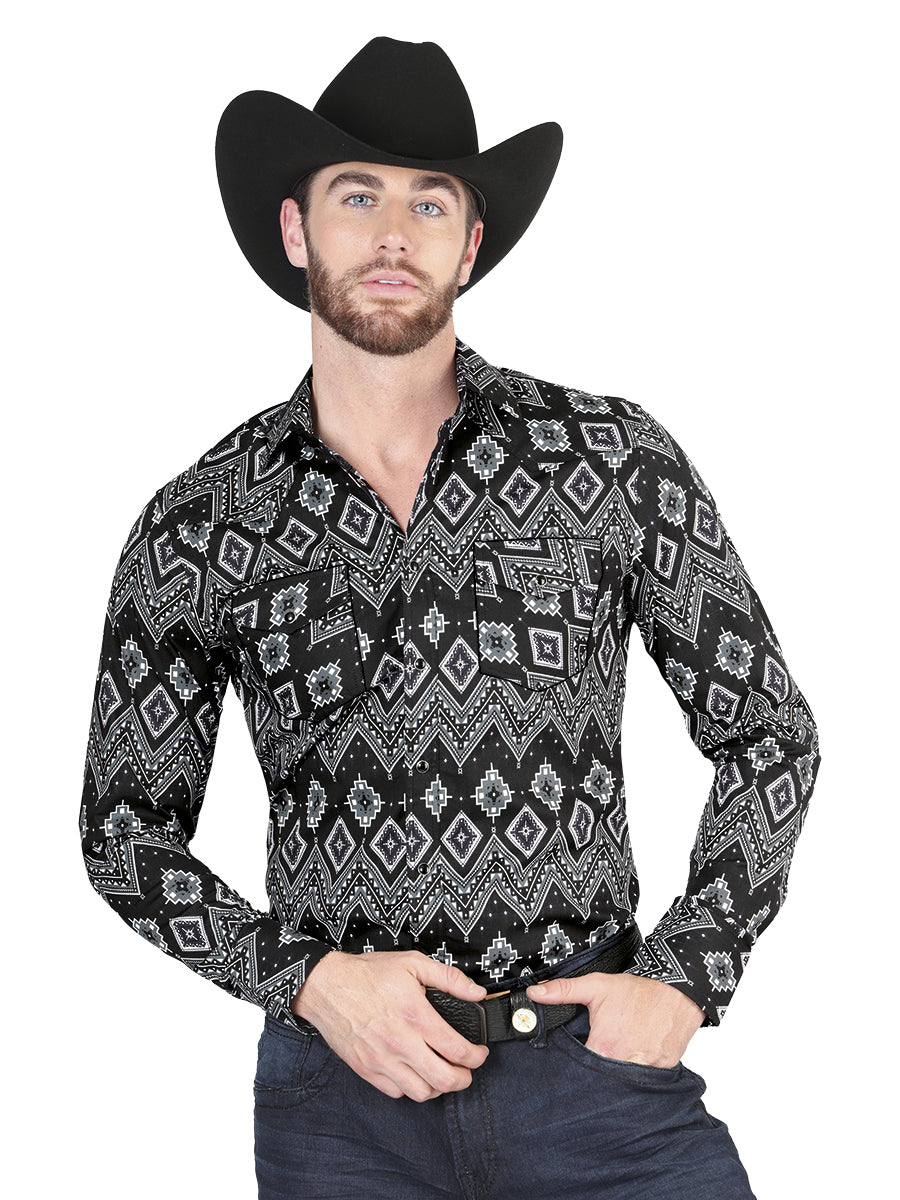Camisa casual de manga larga El General Negra 44432