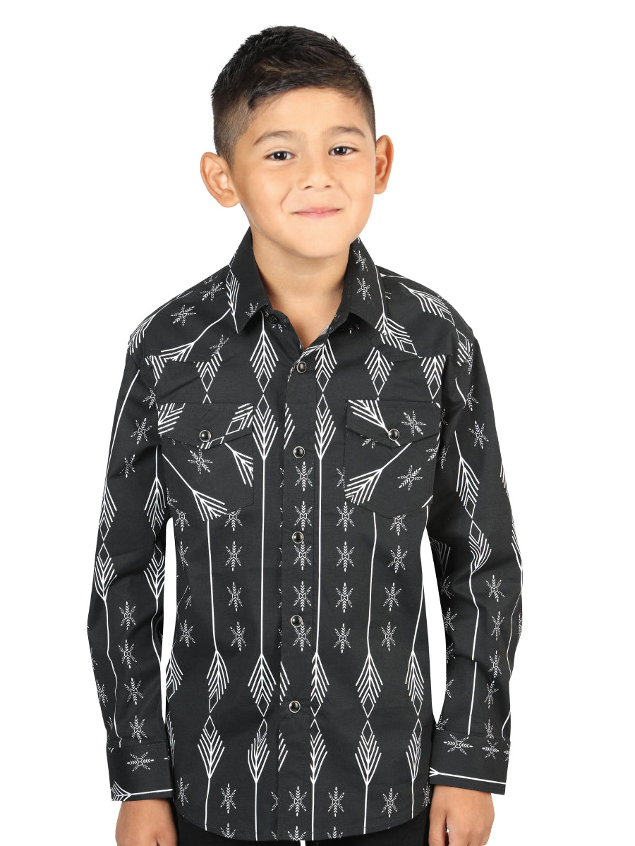 Camisa casual de manga larga El General Negro/Blanco 44439