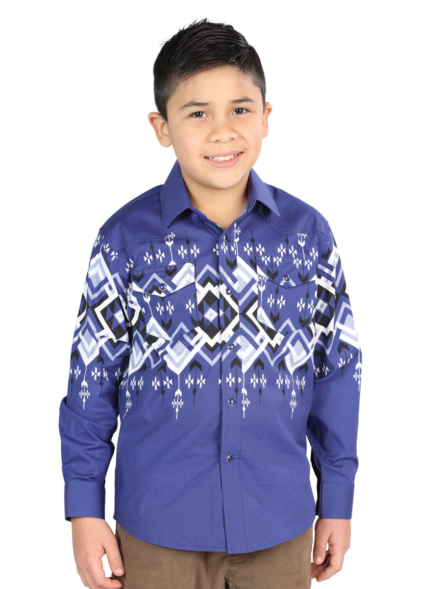 Camisa Casual Manga Larga El General Azul 44464