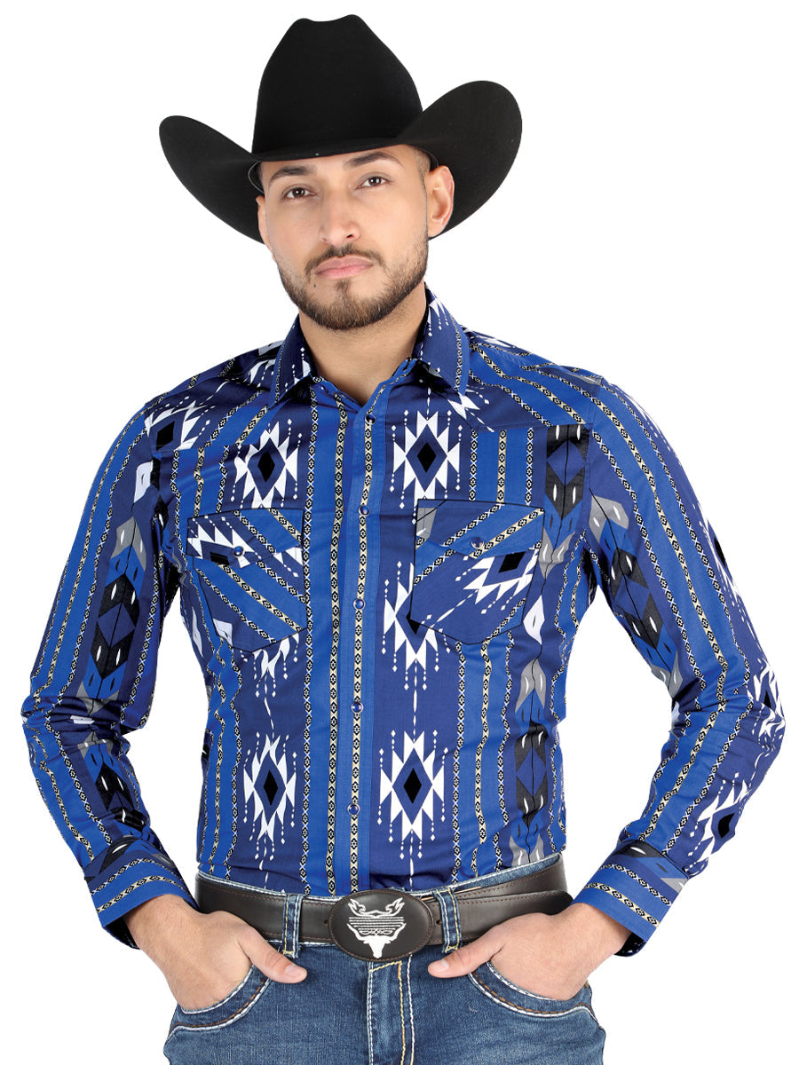 El General - Camisa informal de manga larga - Azul 44474