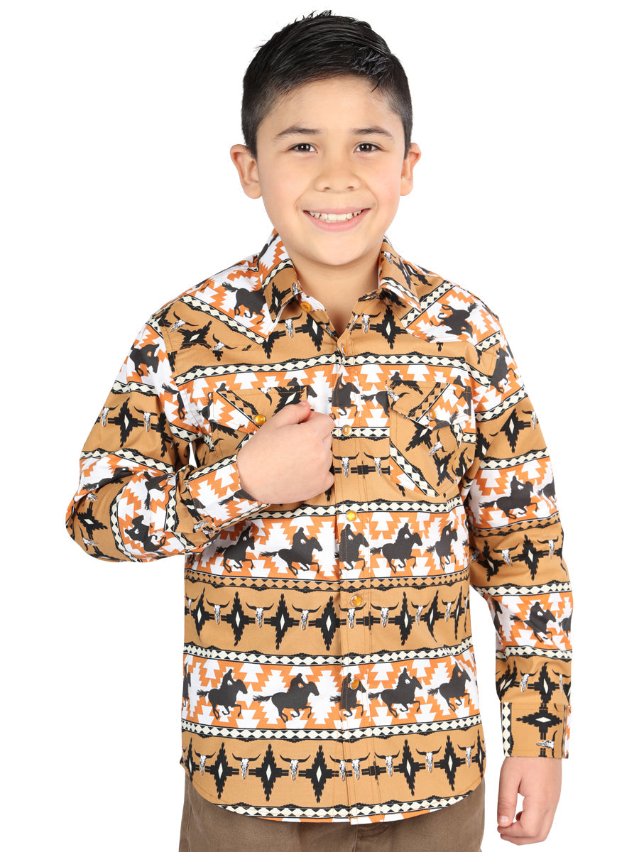 Camisa informal de manga larga de El General, amarilla 44493