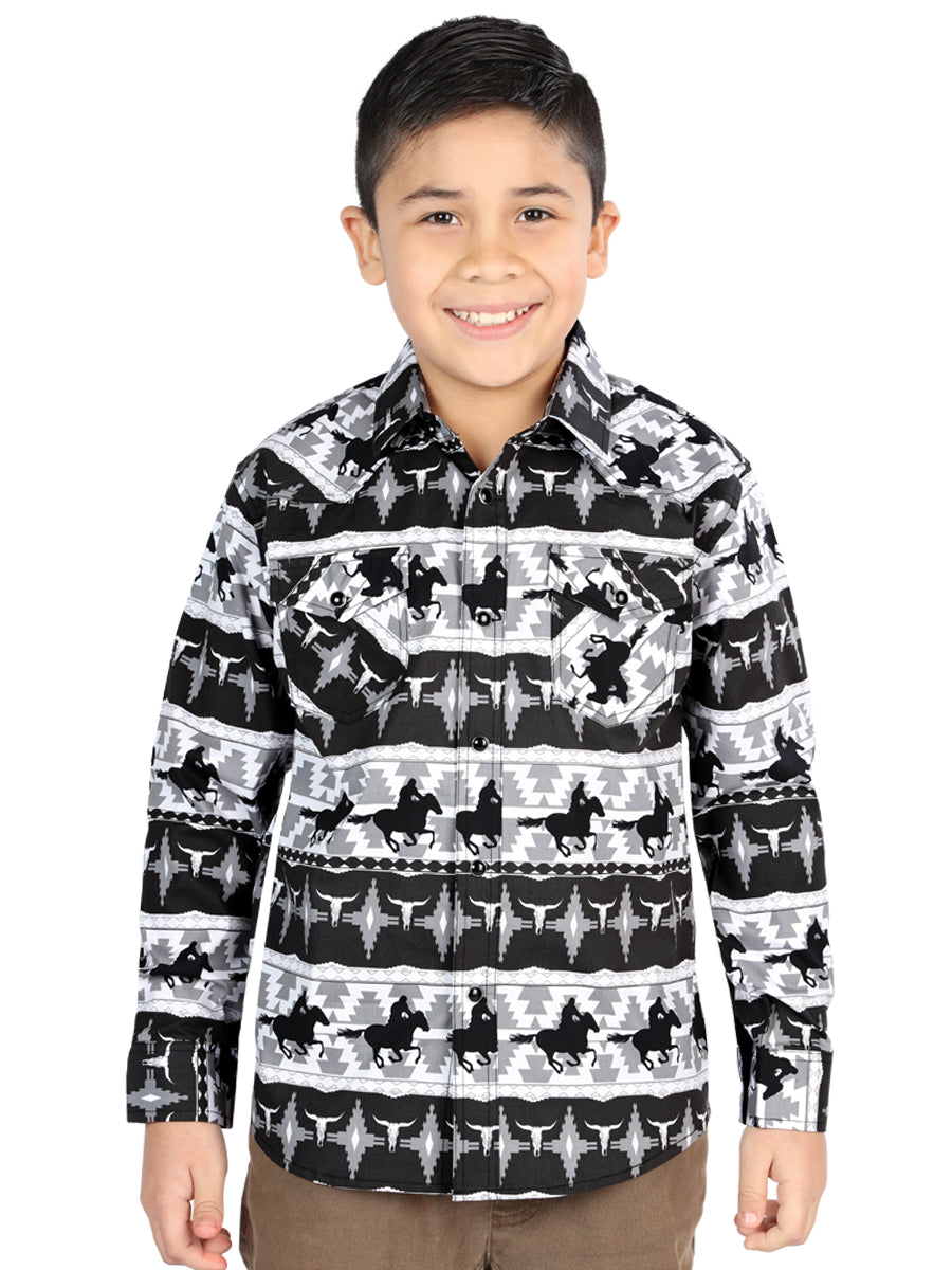 Camisa Casual de Manga Larga de El General Negra 44495