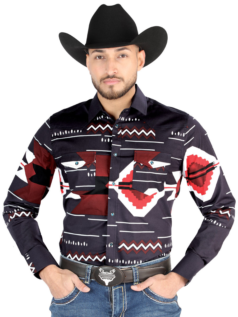 El General - Camisa informal de manga larga - Vino 44498