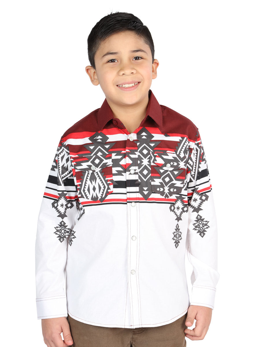 Camisa Casual de Manga Larga El General Burgundy 44506
