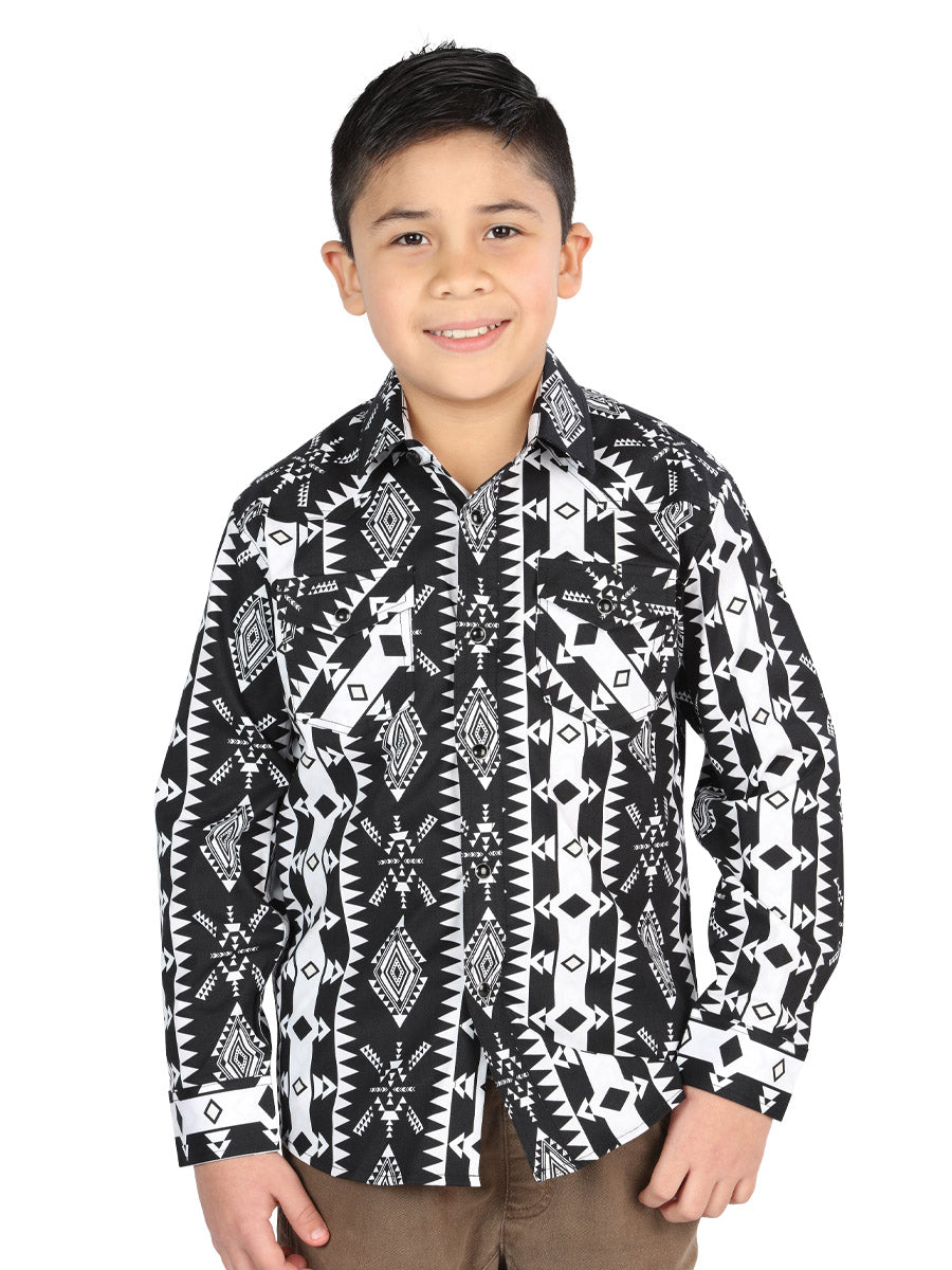 Camisa casual de manga larga de El General negra 44507