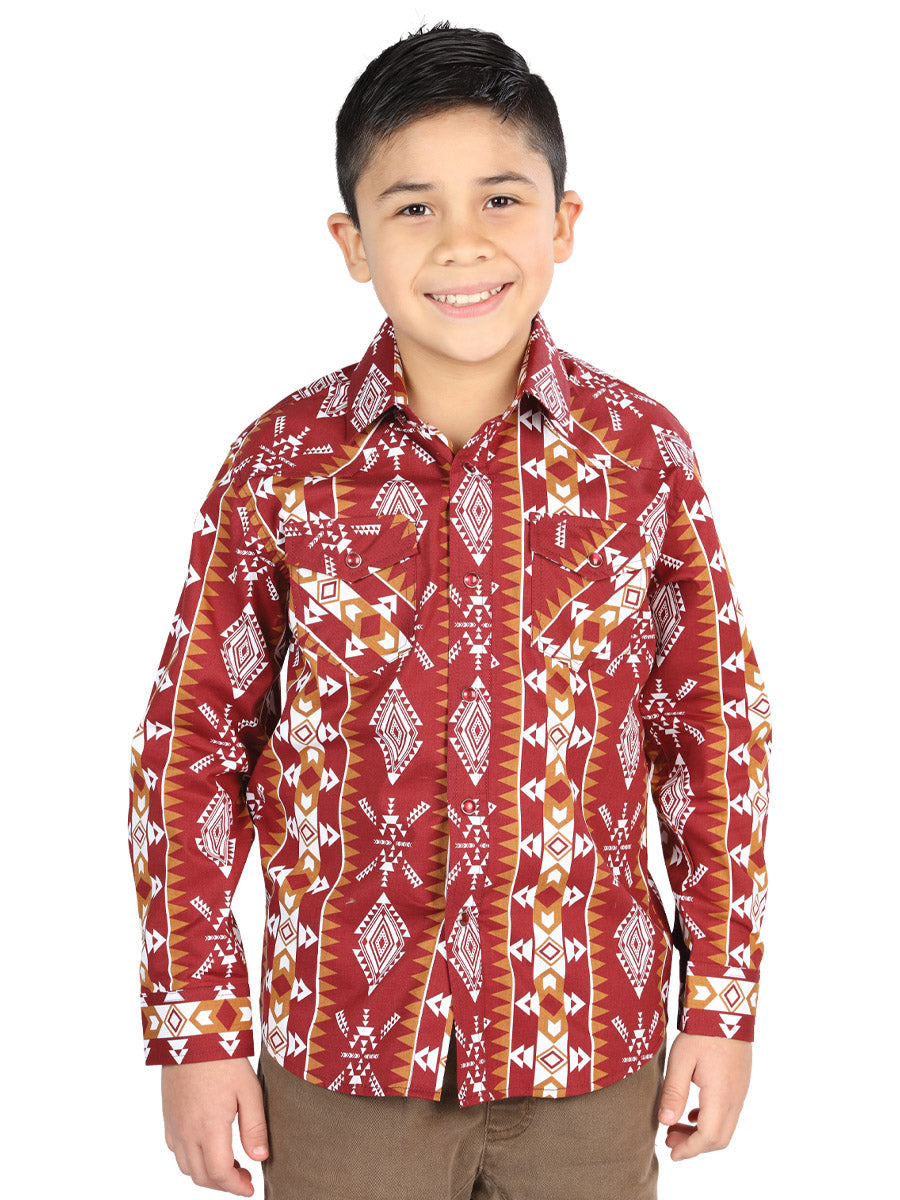 Camisa Casual de Manga Larga El General Vino 44509
