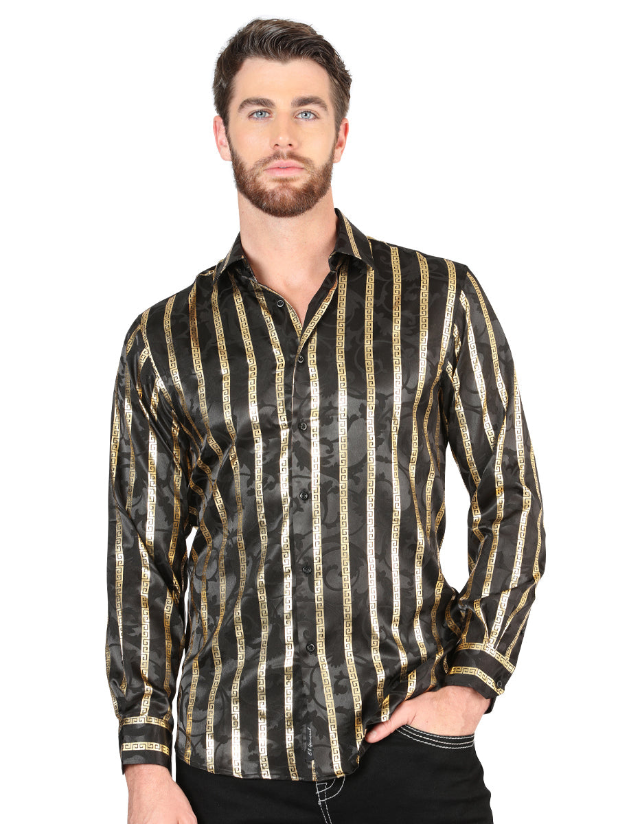 Camisa de manga larga informal El General negra/dorada 44554