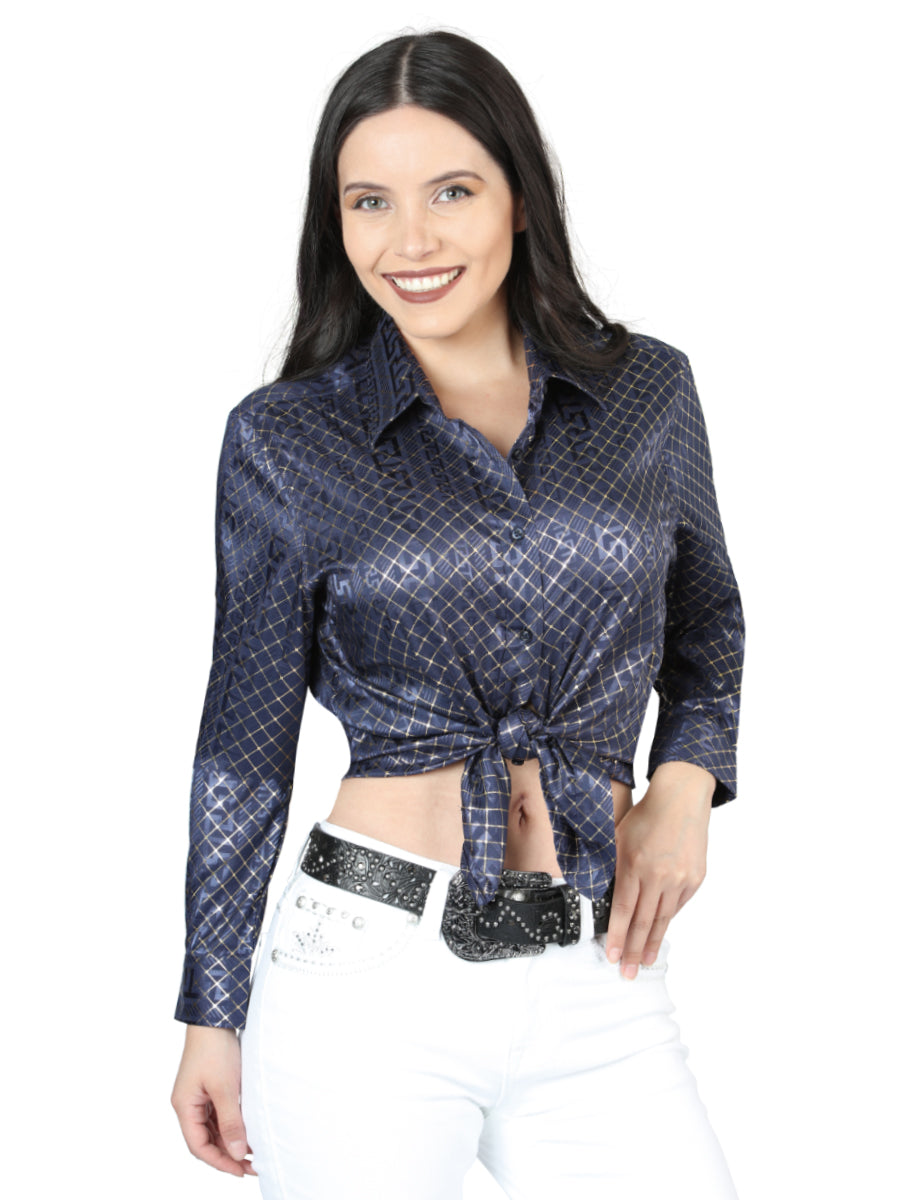 Camisa informal de manga larga azul marino El General - Negro/Oro 44560
