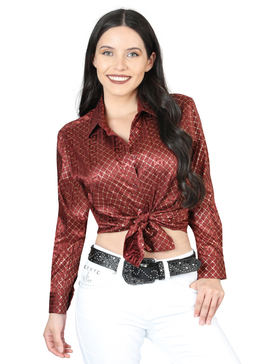 Camisa de manga larga informal El General color borgoña - 44561