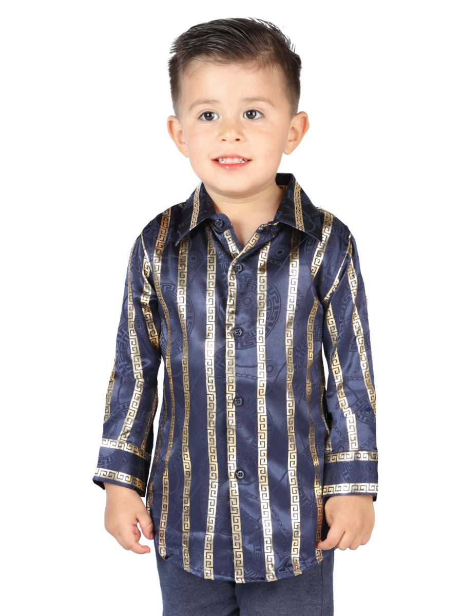Camisa de manga larga informal El General Azul Marino/Oro 44571