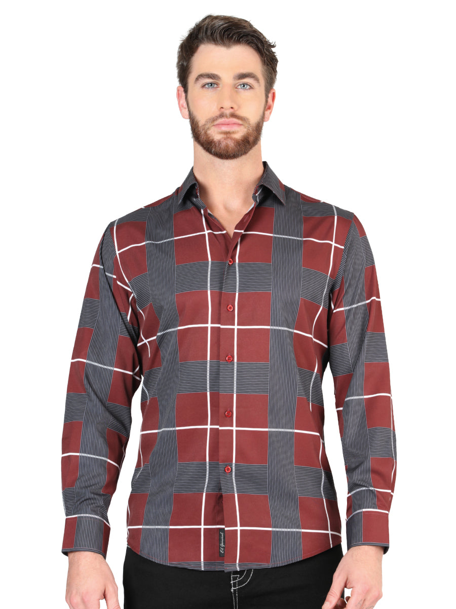 Camisa Casual de Manga Larga General Burgundy 44603