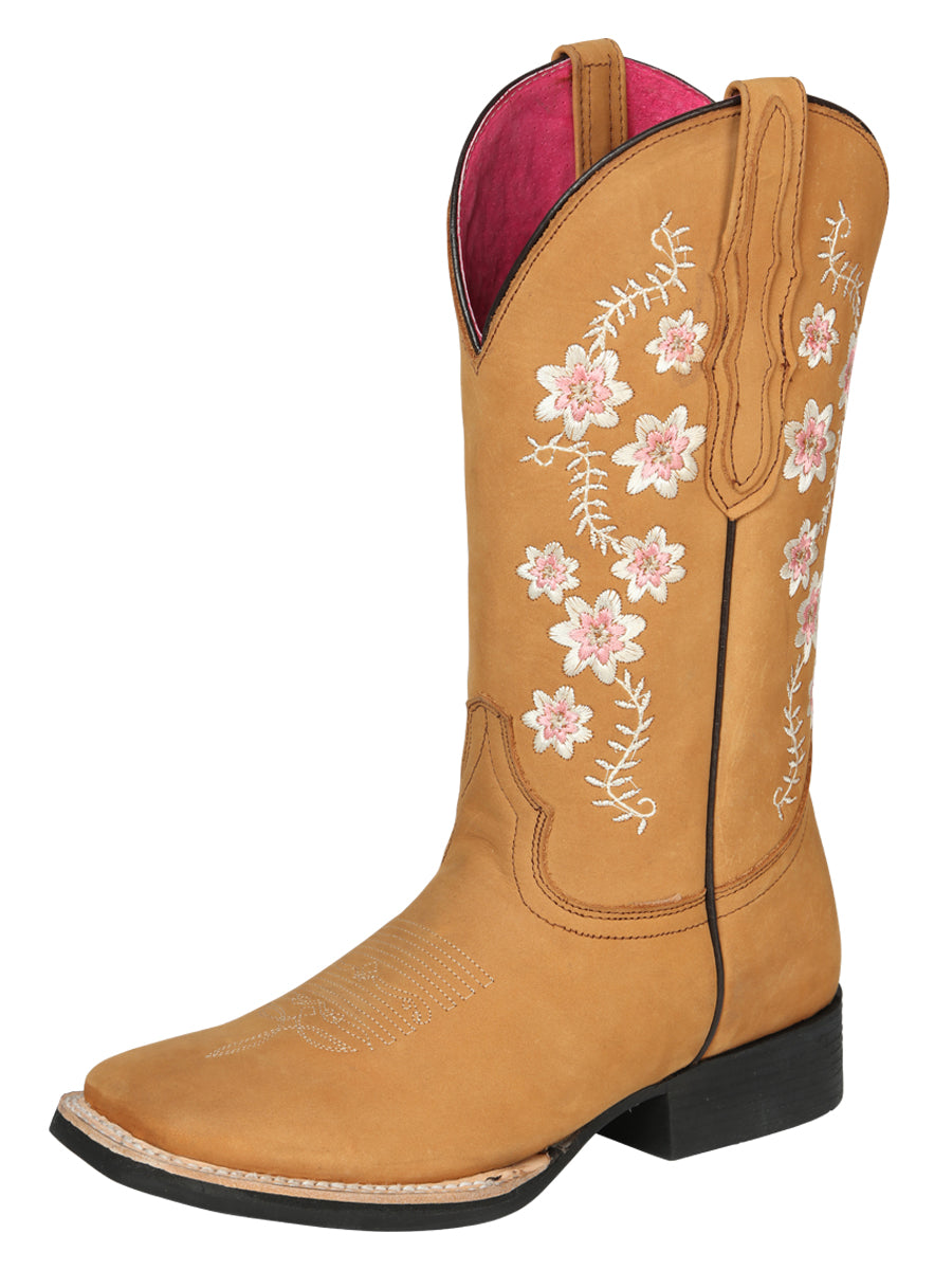 El General Women's Cowboy Boot - Nubuck Peach 44644