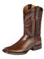 El General Men's Square Toe Leather Cowboy Boots - Lizard Print Brown 44674