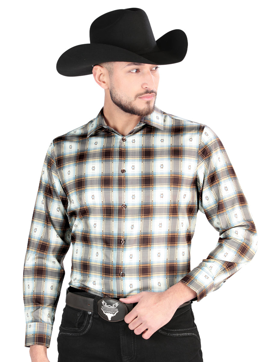El General - Camisa informal de manga larga - Marrón/Arena 44700