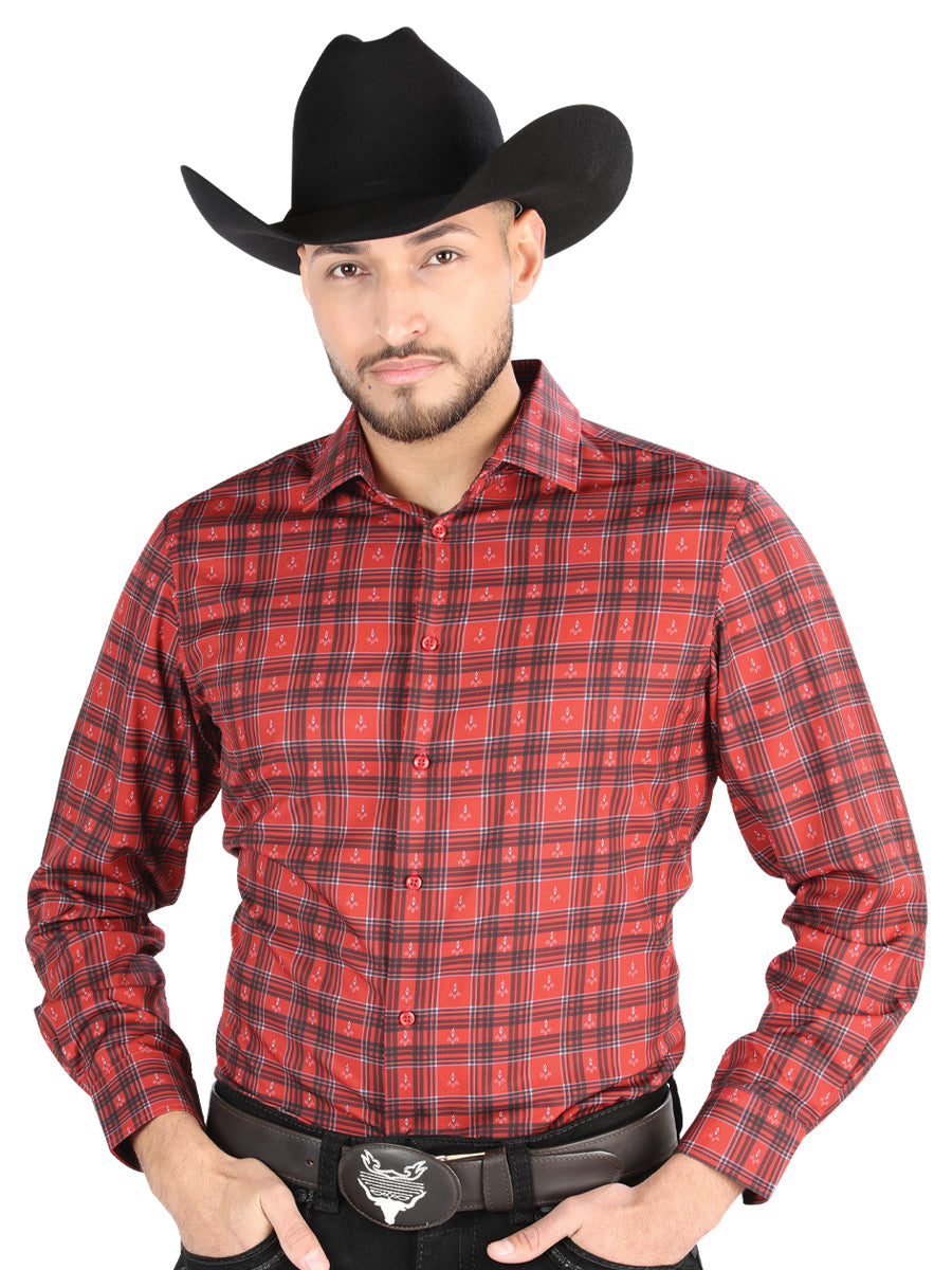 El General - Camisa informal de manga larga - Rojo/Negro 44705