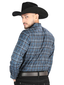 El General - Casual Long Sleeve Shirt - Gray/Blue 44706