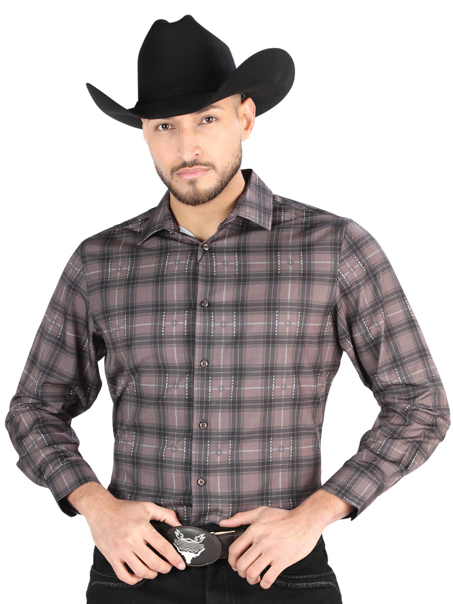 El General - Camisa informal de manga larga - Moca/Oliva 44712