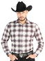 El General - Casual Long Sleeve Shirt - Beige/Burgundy 44713