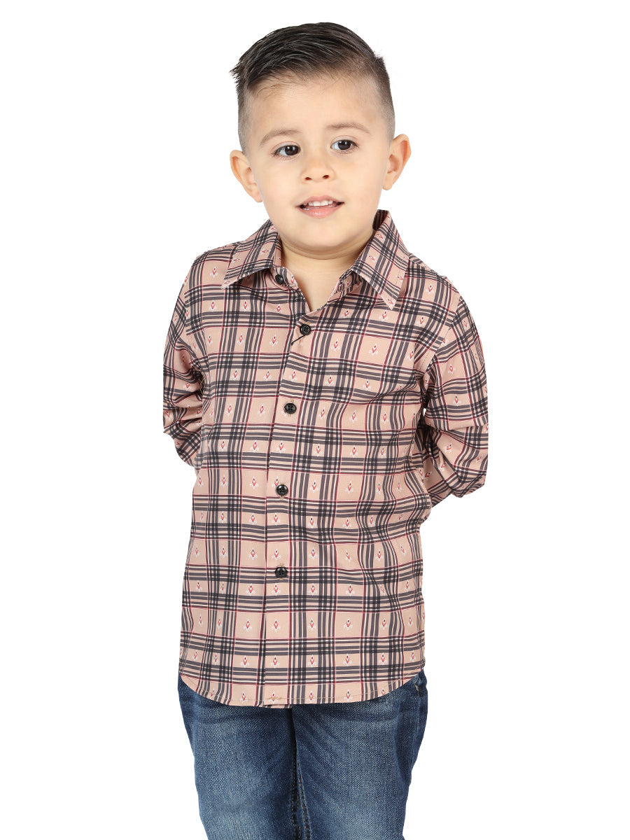 Camisa informal de manga larga El General Beige/Negra 44731