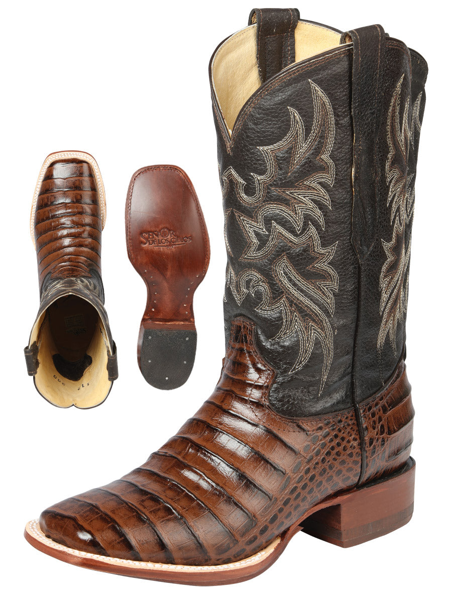 El Señor de los Cielos Men’s Rodeo Boot - Imitation Caiman Belly Leather - Brown

 44937