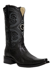 El General Men's Exotic Lizard Cowboy Boots - Black 45072