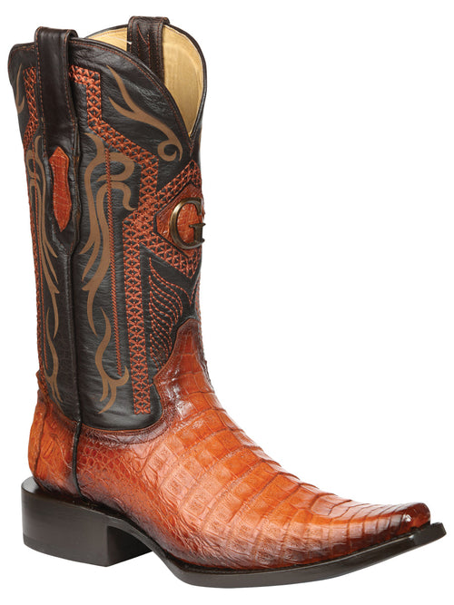 El General Men's Exotic Caiman Belly Cowboy Boots - Cognac  45080